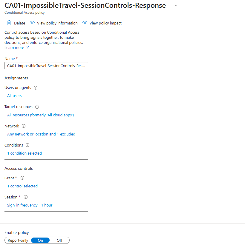 Policy Enable toggle set to On