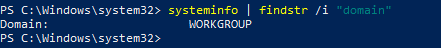 systeminfo showing WORKGROUP instead of domain name