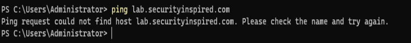 ping failing — host not found